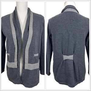 J. McLaughlin 100% Merino Wool Cardigan Sweater Grey Open Front Women’s Medium